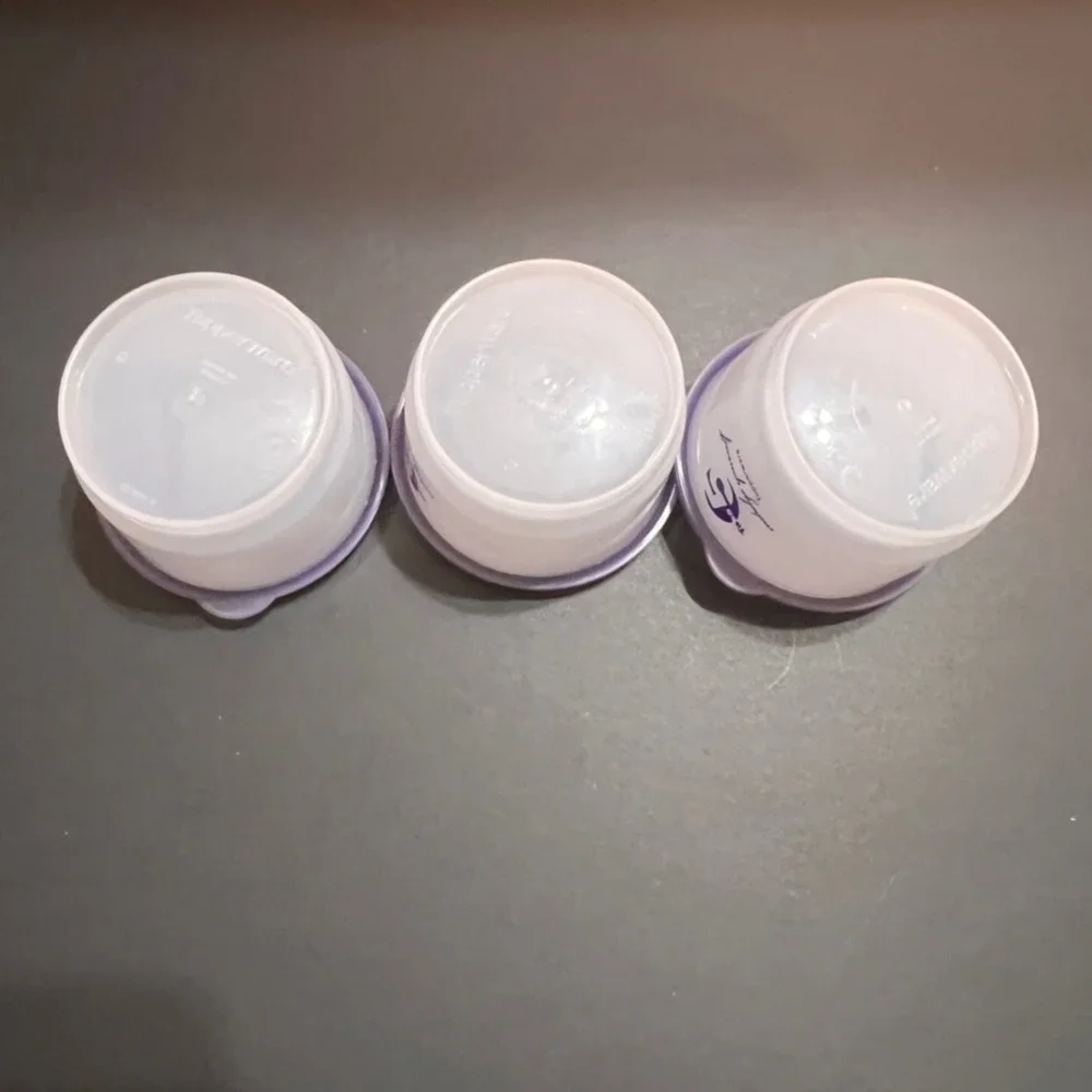 Tupperware Set of 3 Take 5 Snack Cups Purple White‎ Excellent Vintage Containers